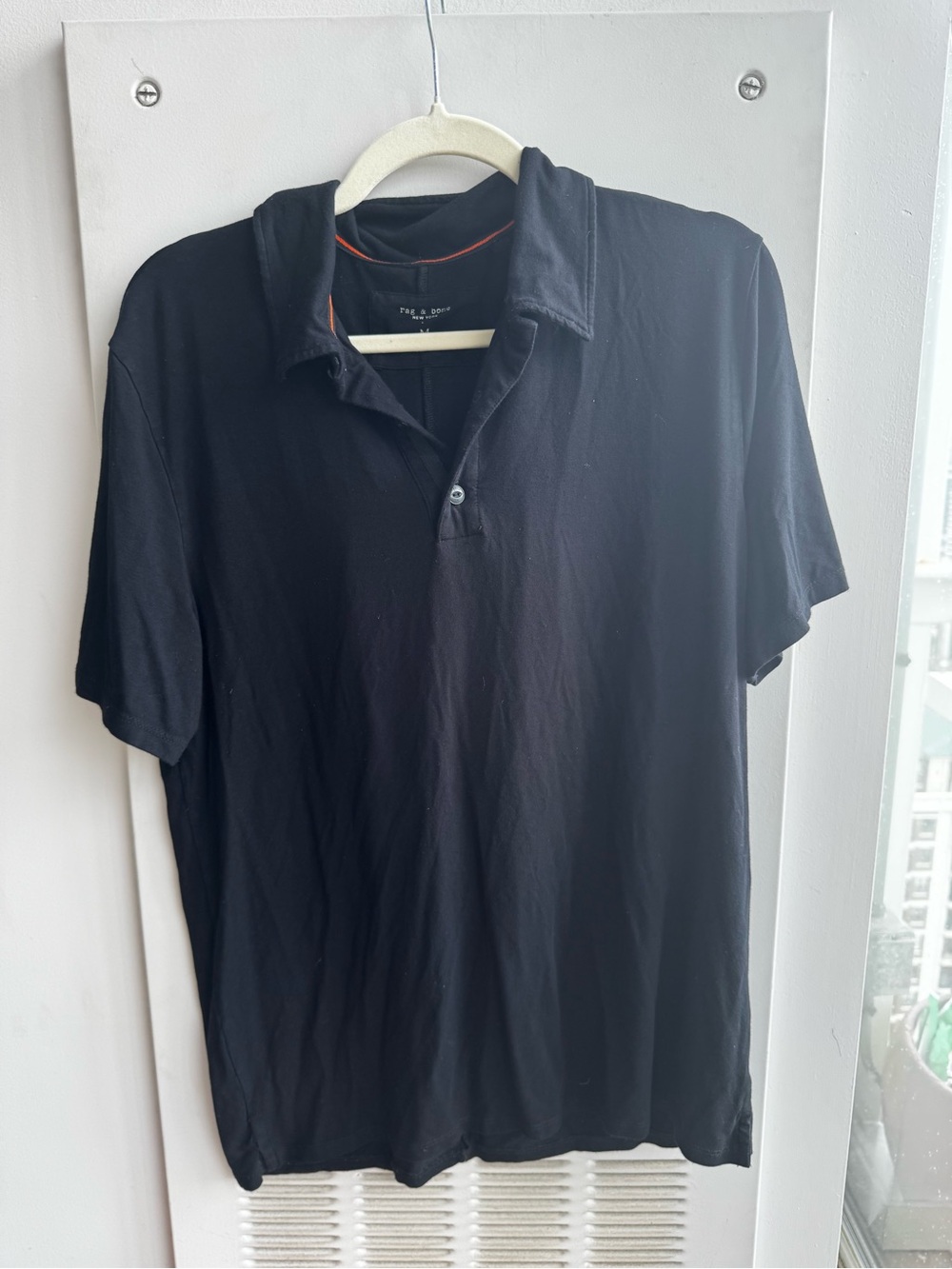 Rag & Bone Black Short Sleeve Polo Size M